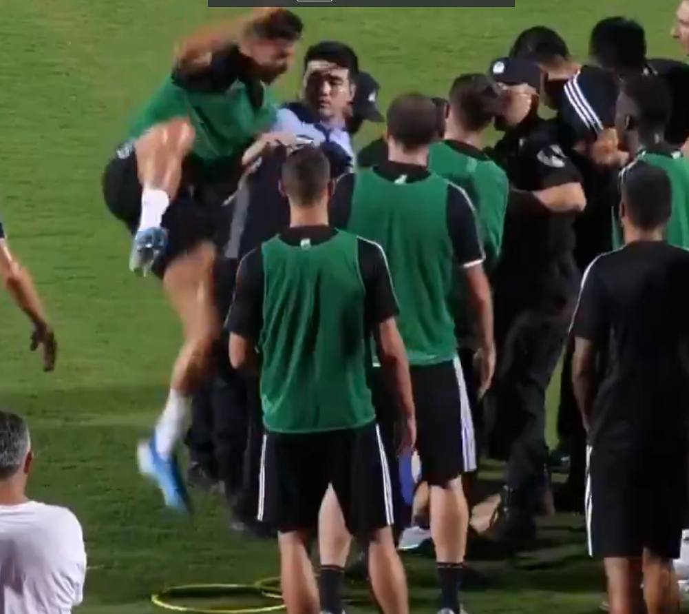 CR7 Jumps On Policeman After Fan Attempts To Invade Training Session